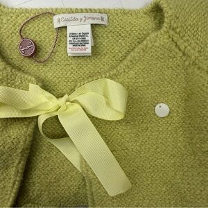 Casilda y Jimena Hand Knit Green Cardigan with Bow